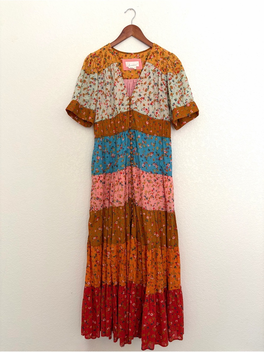 Anthropologie Multi-Color Tiered Floral Maxi Dress
